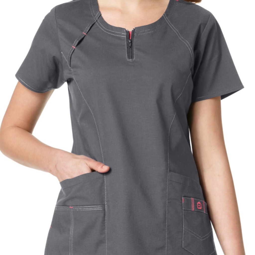 Wonderflex Heaven Fashion Zip Scrub Uniform Top